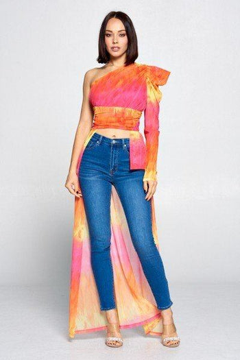 Tie Dye One Shoulder Top - Deals Kiosk