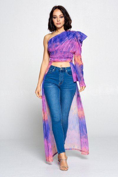 Tie Dye One Shoulder Top - Deals Kiosk