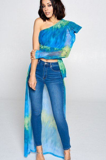 Tie Dye One Shoulder Top - Deals Kiosk