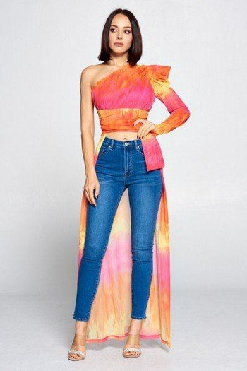 Tie Dye One Shoulder Top - Deals Kiosk