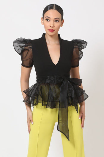 Organza Puff Short Sleeve Fashion Top - Deals Kiosk