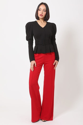 Puff Shoulder Buckle Belt Jacket - Deals Kiosk