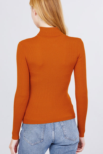 Turtle Neck Viscose Rib Sweater - Deals Kiosk