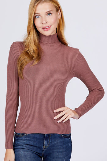 Turtle Neck Viscose Rib Sweater - Deals Kiosk