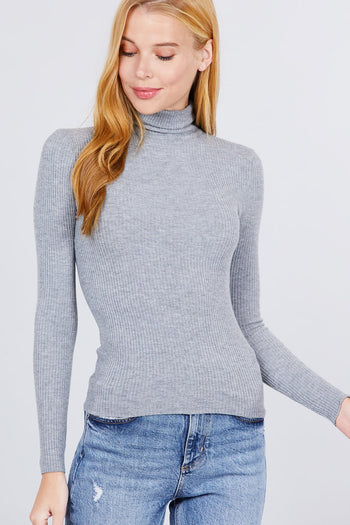 Turtle Neck Viscose Rib Sweater - Deals Kiosk