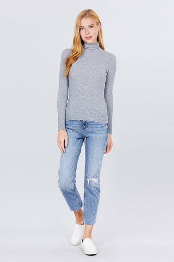 Turtle Neck Viscose Rib Sweater - Deals Kiosk