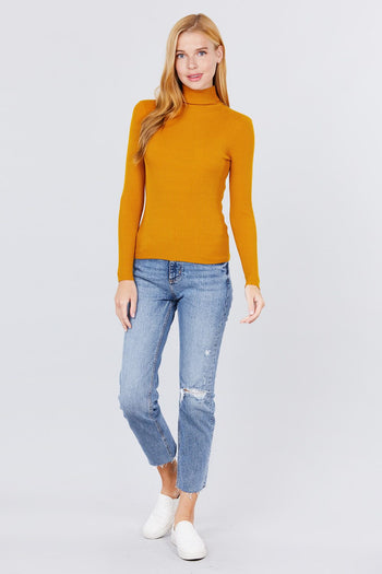 Turtle Neck Viscose Rib Sweater - Deals Kiosk