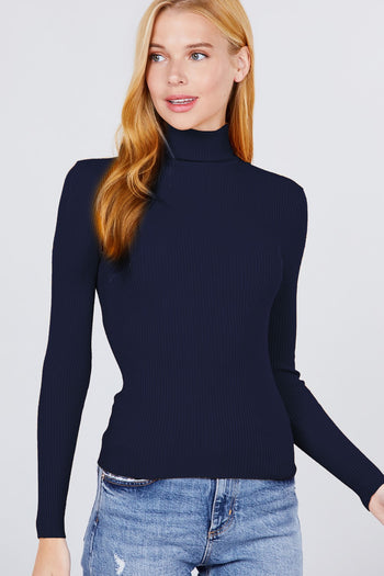 Turtle Neck Viscose Rib Sweater - Deals Kiosk