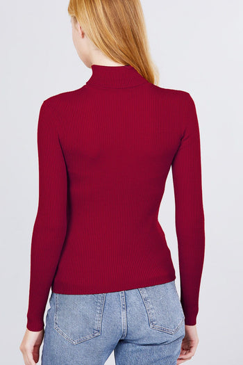 Turtle Neck Viscose Rib Sweater - Deals Kiosk