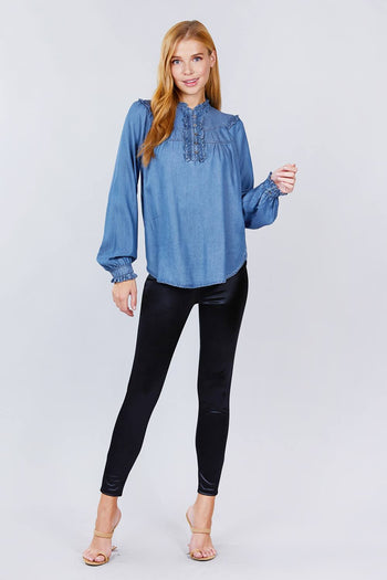 Frill Detail Tencel Top - Deals Kiosk