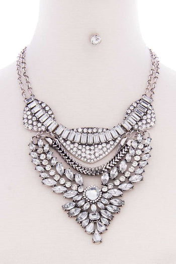 Chunky Antique Stone Boho Bohemian Statement Necklace Earring Set - Deals Kiosk