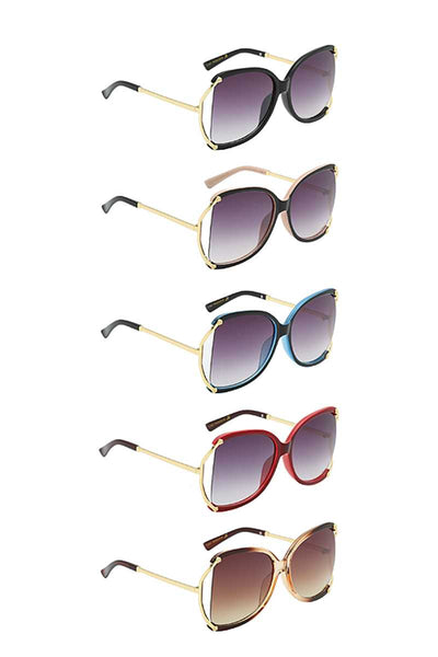 Stylish Polymer C Frame Metallic Temple Womens Sunglasses - Deals Kiosk