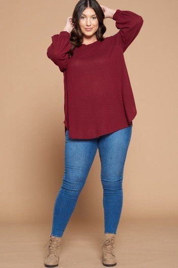 Plus Size Solid Hacci Brush Tunic Top - Deals Kiosk