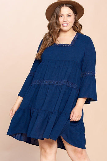 Solid Loose-fit Woven Babydoll Dress - Deals Kiosk