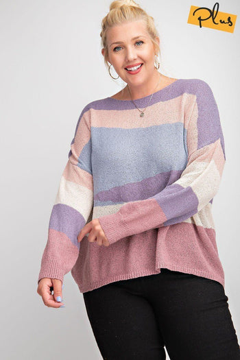 Striped Light Weight Knitted Sweater Top - Deals Kiosk