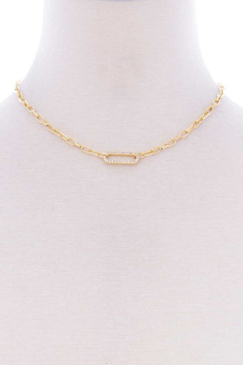 Stone Oval Point Metal Chain Necklace - Deals Kiosk