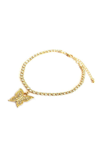 Trendy Multi Rhinestone Butterfly Dangle Bracelet - Deals Kiosk