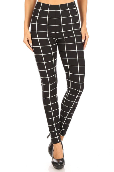 Plaid High Waisted Leggings With Elastic Waist And Skinny Fit - Deals Kiosk
