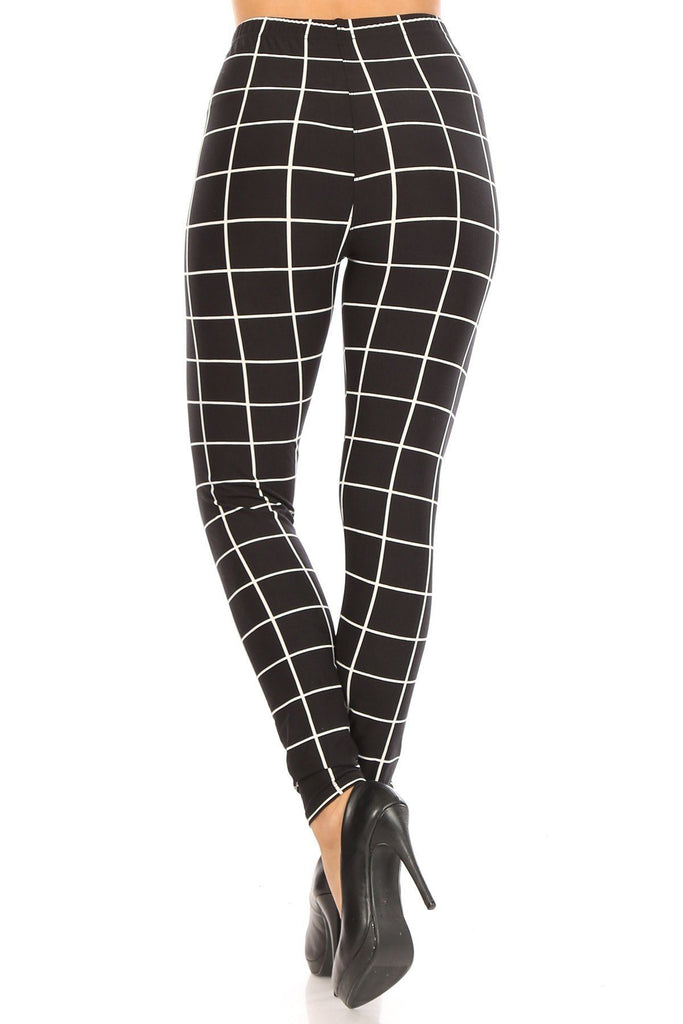 Plaid High Waisted Leggings With Elastic Waist And Skinny Fit - Deals Kiosk