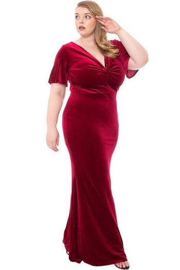 Stretch Velvet Bow Front Deep V-neck Dress - Deals Kiosk