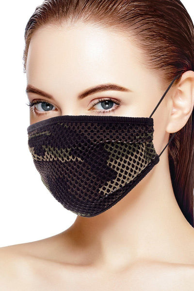 Mesh Leopard And Camouflauge Print Face Mask - Deals Kiosk