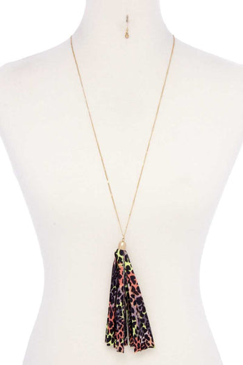 Animal Print Pattern Tassel Necklace - Deals Kiosk