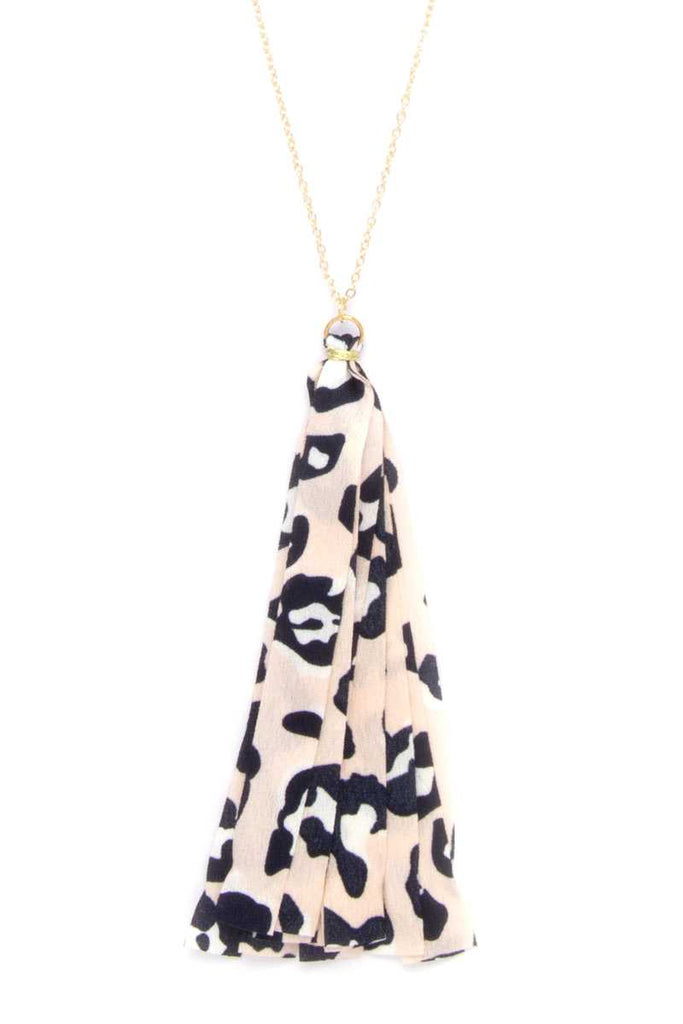 Animal Print Fabric Tassel Necklace - Deals Kiosk