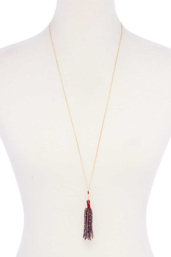 Multi Color Beaded Tassel Necklace - Deals Kiosk