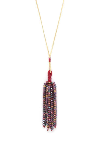 Multi Color Beaded Tassel Necklace - Deals Kiosk