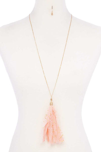 Metallic Stars Tulle Tassel Necklace - Deals Kiosk