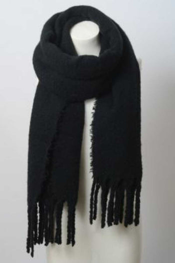 Cozy Mohair Solid Tassel Trim Blanket Scarf - Deals Kiosk