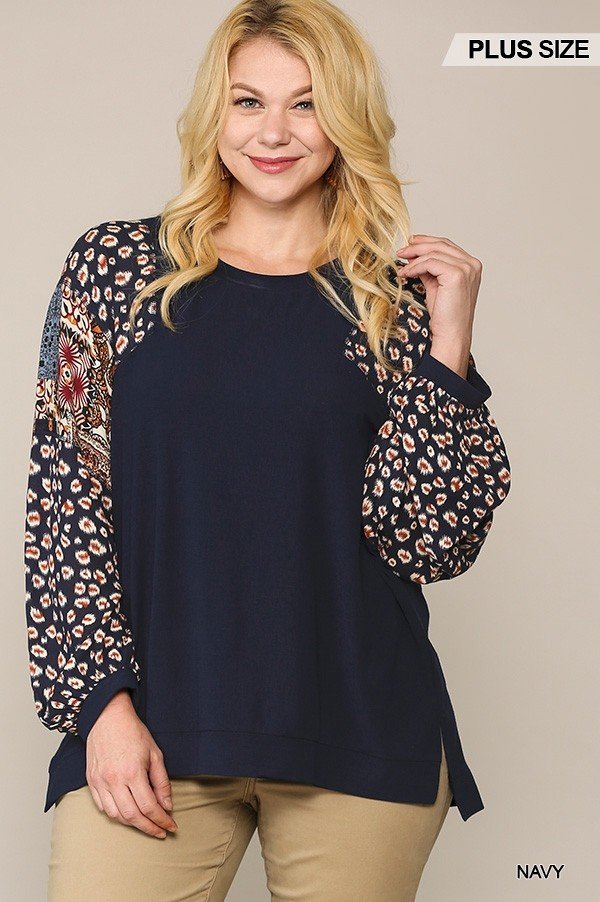 Animal And Paisley Print Mixed Tunic Top With Side Slit - Deals Kiosk