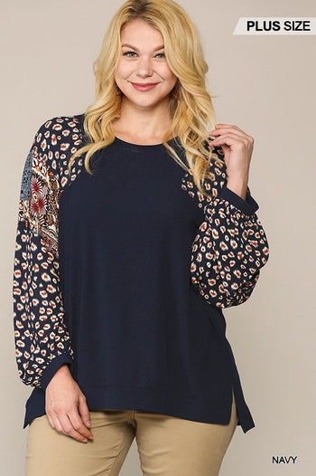 Animal And Paisley Print Mixed Tunic Top With Side Slit - Deals Kiosk