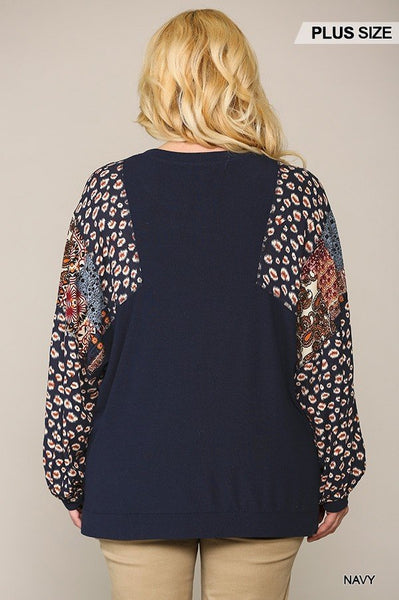 Animal And Paisley Print Mixed Tunic Top With Side Slit - Deals Kiosk