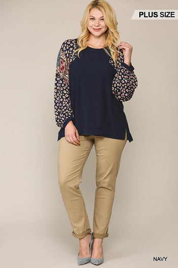 Animal And Paisley Print Mixed Tunic Top With Side Slit - Deals Kiosk