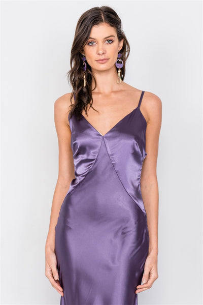 Satin Elegant Double Slit Sleeveless Maxi Dress - Deals Kiosk