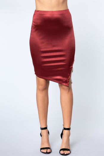 Jewel Strap Satin Midi Skirt - Deals Kiosk