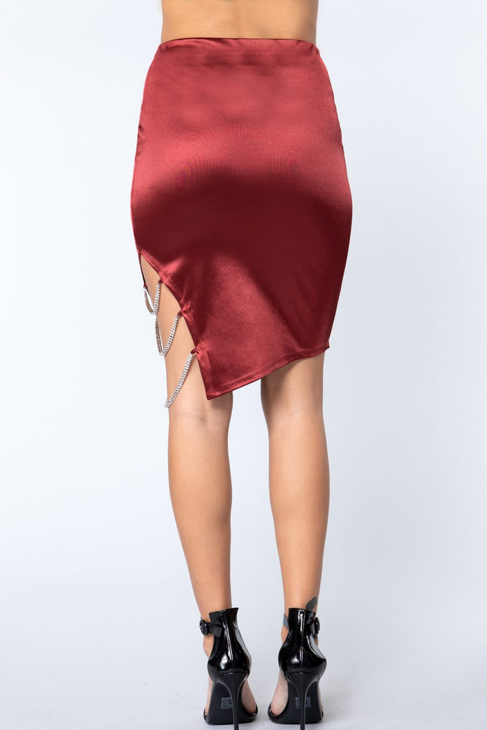 Jewel Strap Satin Midi Skirt - Deals Kiosk