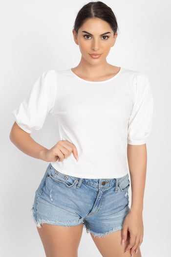 Techno Crepe Balloon Sleeve Top - Deals Kiosk