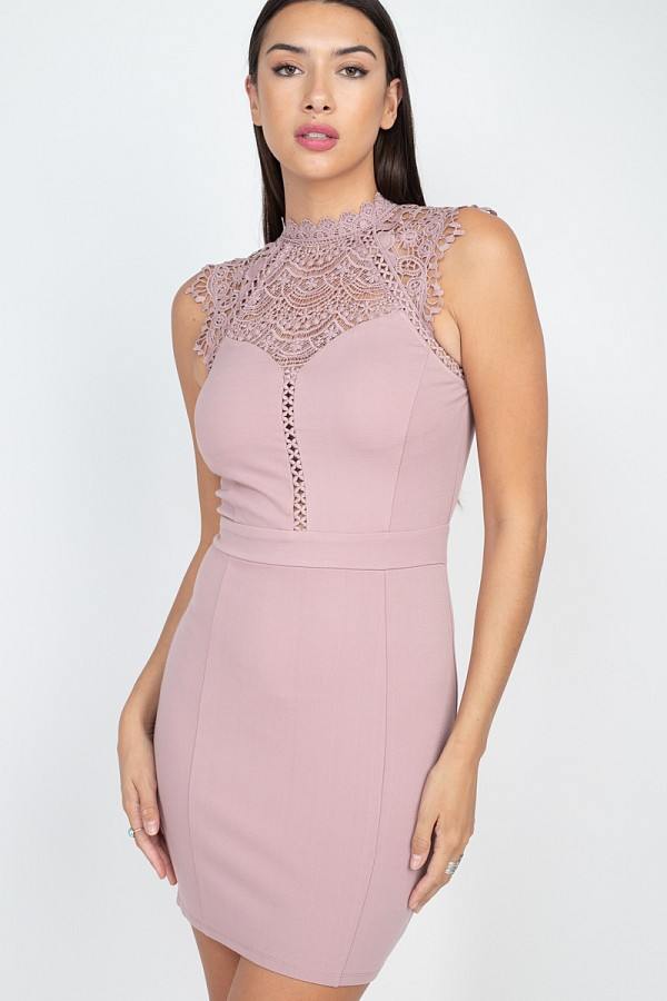 Sleeveless Lace Mini Dress - Deals Kiosk