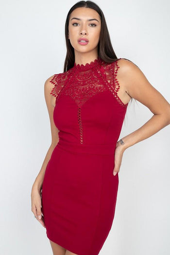 Sleeveless Lace Mini Dress - Deals Kiosk