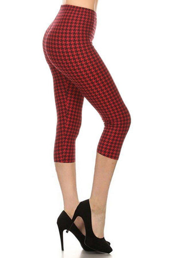Printed, High Waisted, Capri Leggings With An Elasticized Waist Band - Deals Kiosk