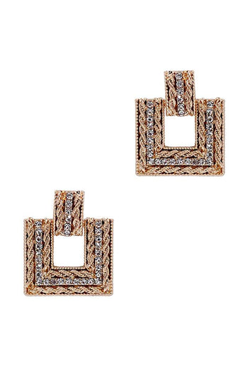 Square Studded Stone Metal Earring - Deals Kiosk