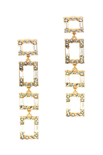 Square Rhinestone Drop Earring - Deals Kiosk