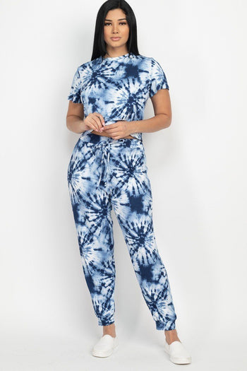 Tie-dye Printed Top And Pants Set - Deals Kiosk