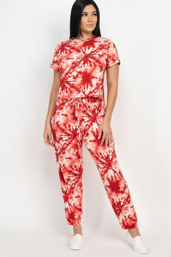 Tie-dye Printed Top And Pants Set - Deals Kiosk
