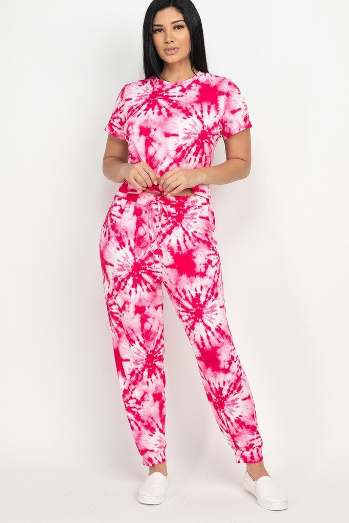 Tie-dye Printed Top And Pants Set - Deals Kiosk