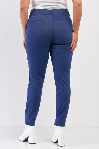 Plus Medium Blue Mid-rise Denim Legging Slim Fit Pants - Deals Kiosk