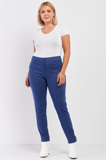 Plus Medium Blue Mid-rise Denim Legging Slim Fit Pants - Deals Kiosk