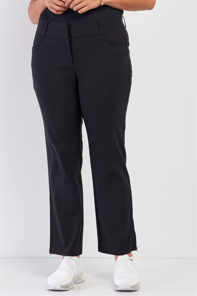 Plus Mid-rise Two Side Leg Zipper Pants - Deals Kiosk